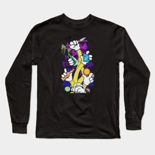 Dope Slluks multiple hands and arms cheering colorful illustration Long Sleeve T-Shirt